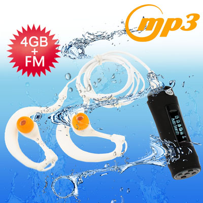 4GB Waterproof IPX8 MP3 Player with FM Radio function (Black) - Click Image to Close